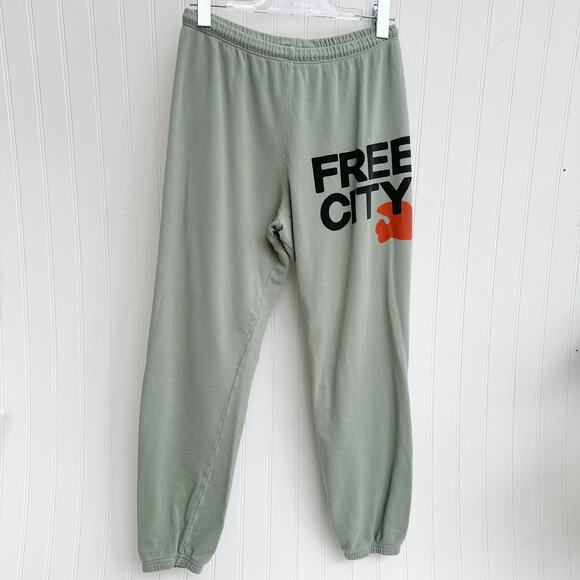 Free City Pants - Free City Logo Sweatpants Women’s Small Lounge Joggers Pale Green